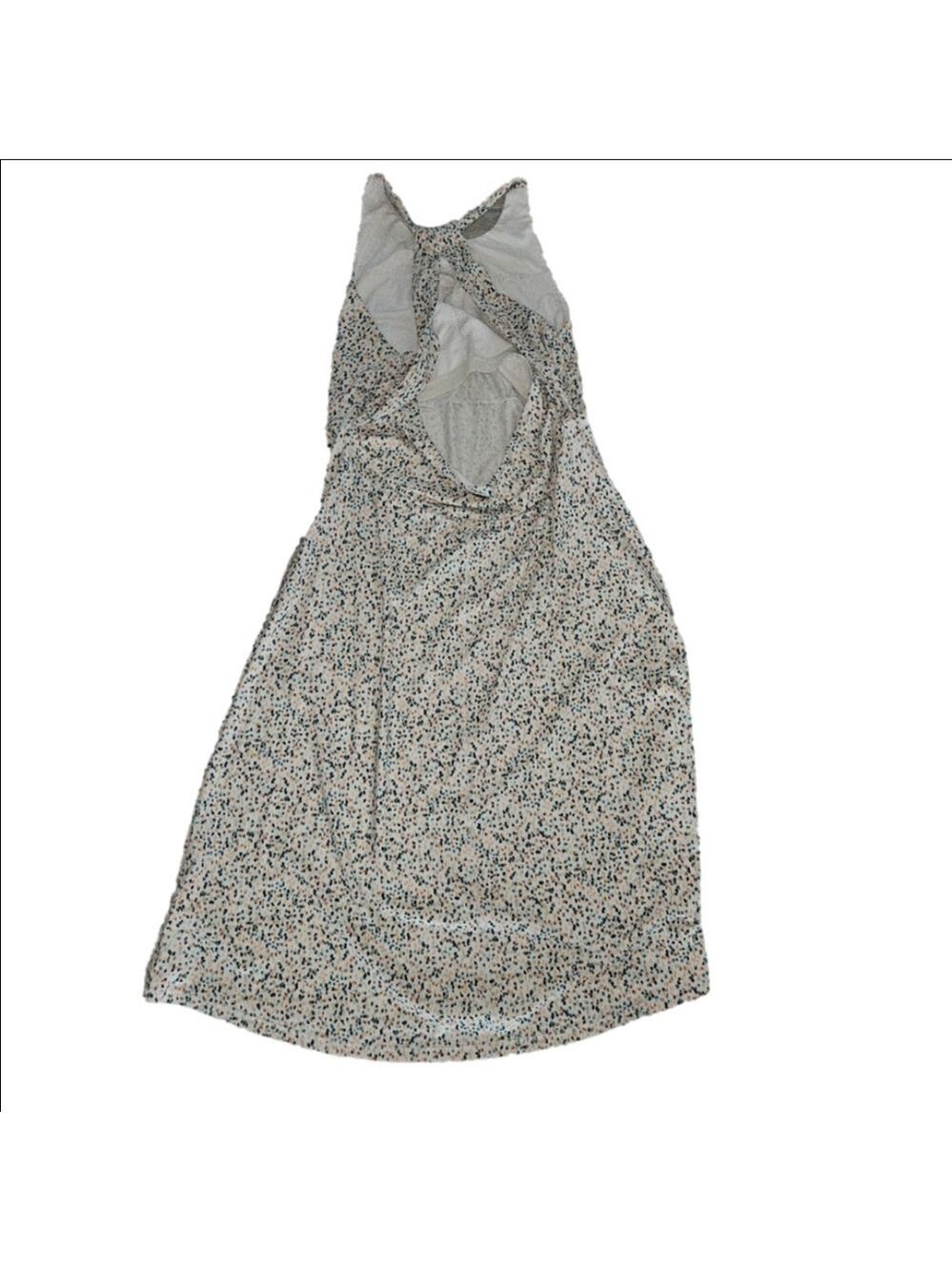 prAna Sleeveless Midi Dress L Cream Multicolor Speckled Print Sustainable - Picture 8 of 9